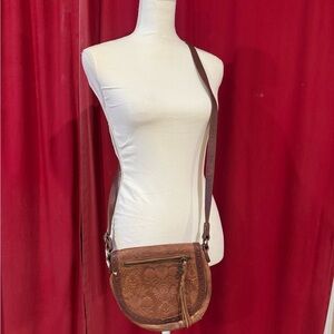 The Sak Brown Embossed Crossbody Bag